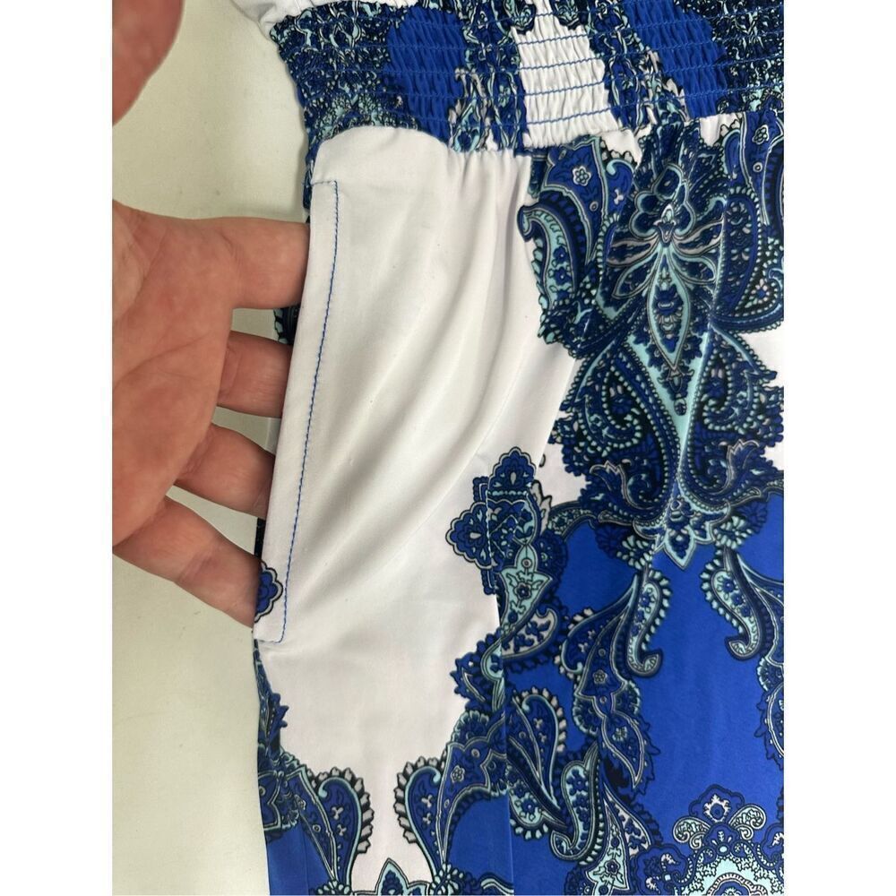 INC Womens Jumpsuit Black Blue Large L Striped Wide Leg Pockets See Description - Picture 14 of 16